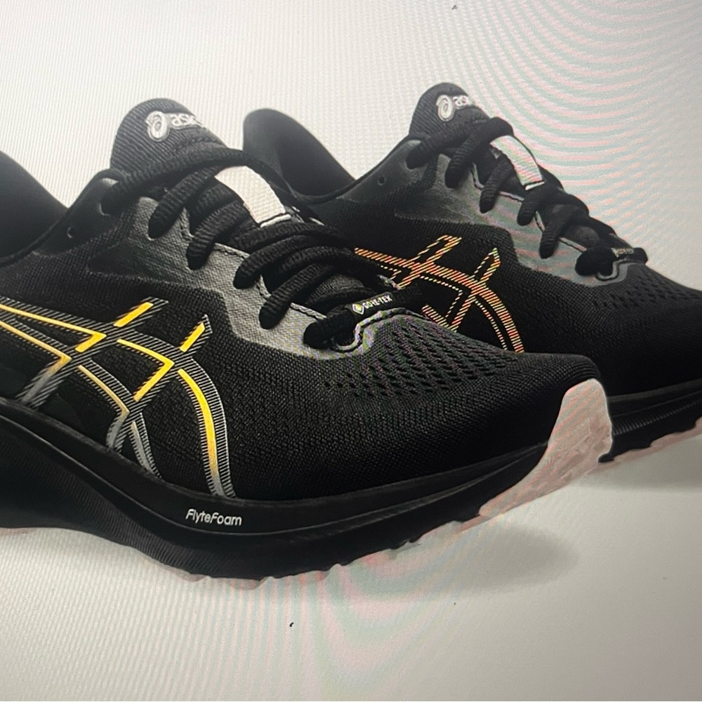 ASICS Black Sneakers with Yellow Highlights